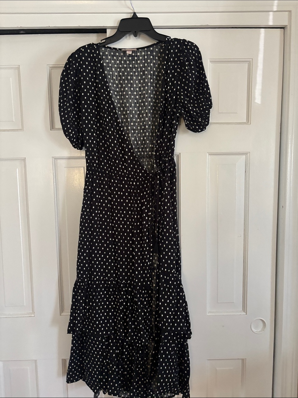 Knox Rose Black Polka Dot Wrap Midi Dress